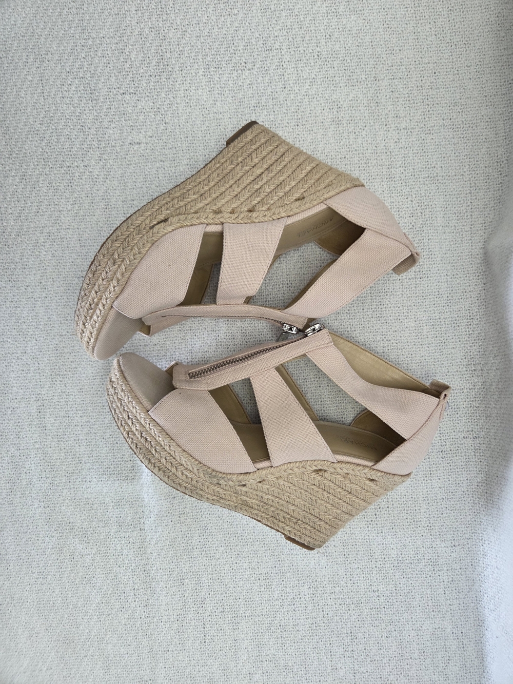 MICHAEL Michael Kors Blush Pink Espadrille Wedge Sandals with Front Zip - Picture 5 of 7
